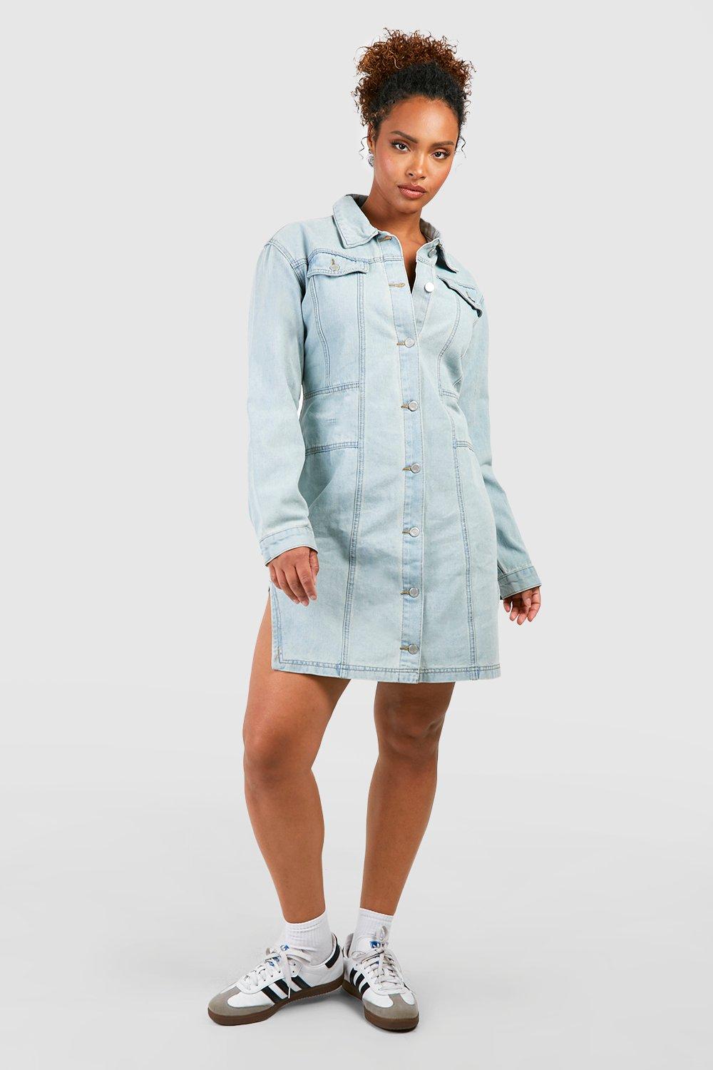 Boohoo denim shop shirt dress